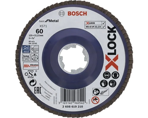 BOSCH Lamellenschijf X-Lock Best For Metal Ø 125 Mm, K60 3 BOSCH Lamellenschijf X-Lock Best For Metal Ø 125 Mm, K60