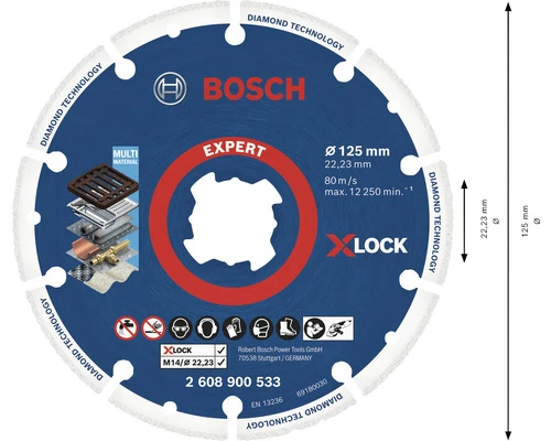 BOSCH Diamantmetaalschijf X-Lock Expert MultiMaterial Ø 125 Mm 6 BOSCH Diamantmetaalschijf X-Lock Expert MultiMaterial Ø 125 Mm - Afbeelding 4