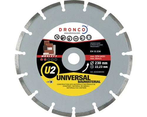 DRONCO Diamantslijpschijf U2 Universeel Ø 230x22,23 Mm 3 DRONCO Diamantslijpschijf U2 Universeel Ø 230x22,23 Mm