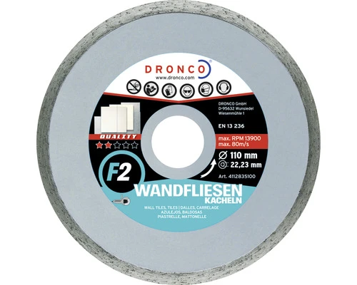 DRONCO Diamantslijpschijf F2 Wandtegels Ø 110x22,23 Mm 3 DRONCO Diamantslijpschijf F2 Wandtegels Ø 110x22,23 Mm
