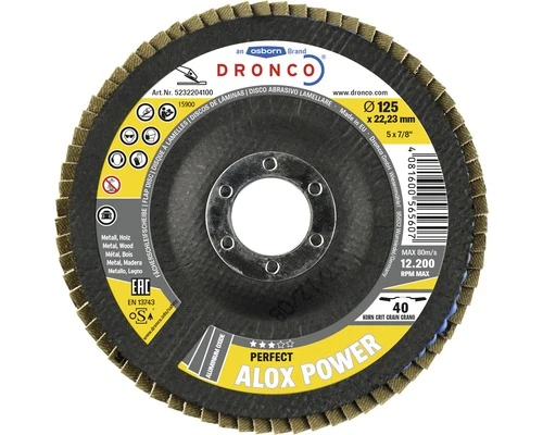 DRONCO Lamellenschuurschijf Perfect Alox Power K40 Ø 125 Mm 3 DRONCO Lamellenschuurschijf Perfect Alox Power K40 Ø 125 Mm